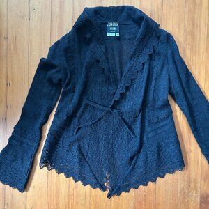 John Paul Gauthier black wool cardigan sweater with tie size M